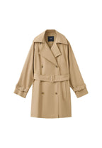 Elin, kurzer Trenchcoat in Beige mit Gürtel, Produktfoto