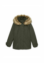 Ellen, dunkelgrüner Parka mit Kapuze, Produktfoto