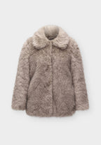 Freja, kurze Kunstfelljacke in Graubeige, Produktfoto