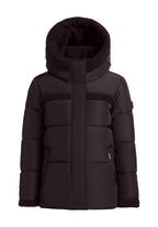 Signe, wattierte Jacke in Dunkelbraun mit Kapuze, Produktfoto