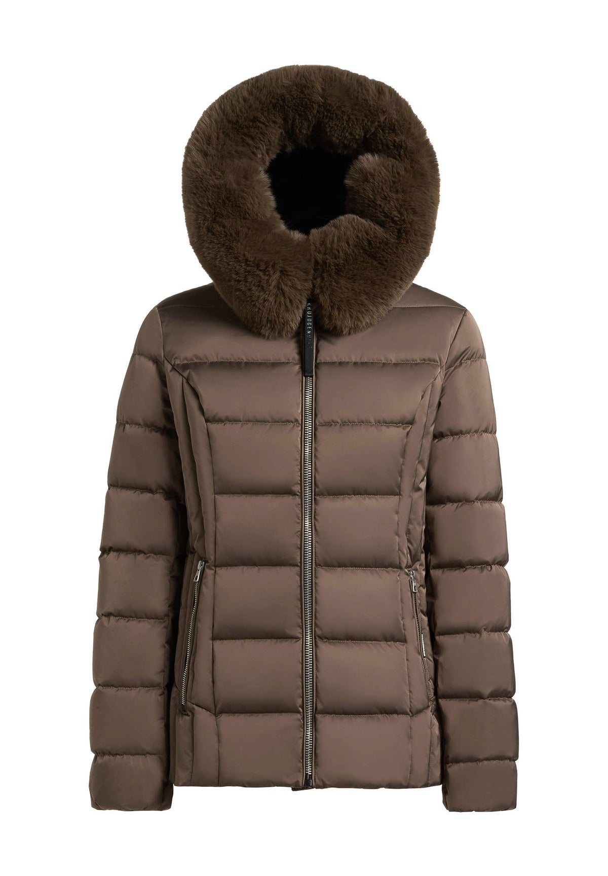 Wilma, wattierte Jacke in Braun mit Kunstfellkapuze, Produktfoto